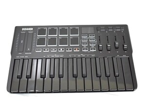 1円スタート Donner USB MIDI キーボード コントローラー 25鍵 ベロシティ タッチ式スライダー OLEDスクリーン DMK-25 PRO ブラック A06490