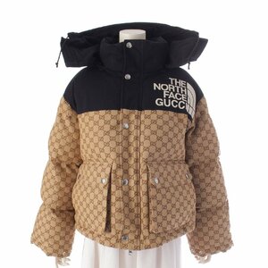 【グッチ】Gucci　ノースフェイスコラボ Padded Jacket パッディド ダウンジャケット ブラウン XS 【中古】【正規品保証】199623