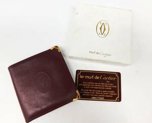 Cartier カルティエ ★ マストライン 二つ折り財布 ボルドー Vintage ユニセックス 箱／カードあり