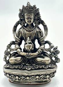 ◆阿弥陀如来(無量寿如来／アミターユス)像◆仏教 チベット◆シルバーアンティーク風