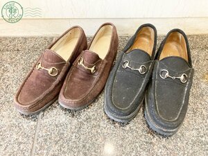 2405602191　♭ GUCCI グッチ ローファー パンプス 2点セット 靴 シューズ サイズ7(24.5cm相当) ブラウン ブラック レディース 中古