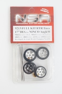 新品 NSR 1/32 FULL KIT RTR Tires 17 DIA for NINCO ANGLEW アングルワインダー ギア タイヤ アルミホイール 9213 スロットカー