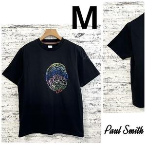 【未使用】ポールスミス Tシャツ スパイラル ロゴ プリント 半そで 黒 M