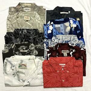 アハシャツ 10着まとめ売り サイズM 総柄 セット ノーブランド１０枚セット 卸 業者 オープンカラー トップス古着 柄シャツ 半袖シャツ