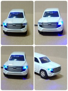 ダミースキャナー ランクル 300系 白 社外ホイール トミカ TOYOTA LED 12V 2灯点滅　盗難防止 ミニカー 即決