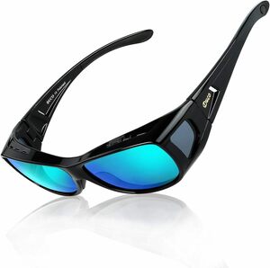 M-size-Blue [DUCO] メガネの上から掛けられる オーバーサングラス めがね さんぐらす 偏光レンズ UV400 紫