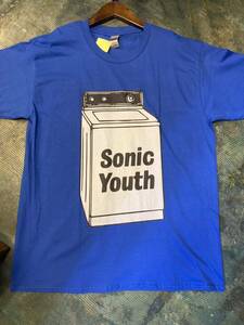 新品2XL/送料230円/同梱2枚可/ギルダン5.3oz /sonicyouthソニックユース/washing machineウォッシングマシーン/ビッグプリント/ブルー