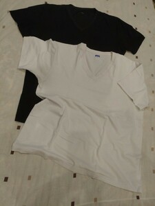 USED メンズ XLサイズ 白 黒 半袖 シャツ 肌着 2枚組で BVD COOLMAGIC クールマジック