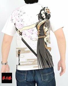 抜刀娘 一華般若半袖Tシャツ◆抜刀娘 ホワイトXLサイズ 232044 和柄 和風 着物 花魁