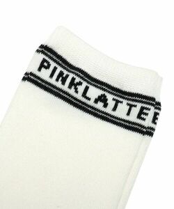 新品　PINK-latte　 ロゴラインハイソックス　オフホワイト(003)　22～24cm　定価660円