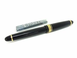 1円 PARKER パーカー カスタム743 ペン先 14K 585 14金 万年筆 筆記用具 文房具 ステーショナリー ブラック系×ゴールド系 AZ2157