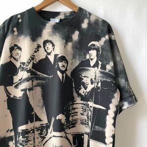 90s THE BEATLES オーバープリント Tシャツ L USA製 ビンテージ 90年代 ビートルズ フルプリント 総柄 オリジナル ヴィンテージ バンドT