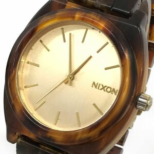 NIXON ニクソン THE TIME TELLER 腕時計 15F クオーツ アナログ ラウンド ゴールド べっ甲 ウォッチ コレクション おしゃれ シンプル