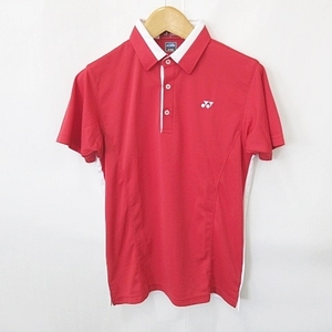 ヨネックス YONEX スポーツ ウエア シャツ 半袖 配色 切替 刺繍 赤 白 レッド ホワイト M メンズ
