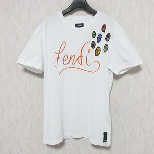 クリーニング済 美品 FENDI フェンディ 2021年モデル Noel Fielding ロゴ 半袖 Tシャツ カットソー FY0894 AH13 M ホワイト ◆