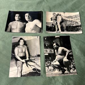 【2020和半】 大相撲力士カード？ 4枚 白黒 昭和レトロ　写真サイズ