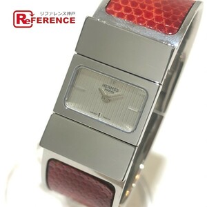HERMES エルメス L01.210 ブレスレット 電池式 ロケ バングルウォッチ 腕時計 レディース シルバー×レッド