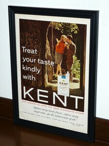 1963年 USA vintage 洋書雑誌広告 額装品 Kent ケント (A4size) / 検索用 Tobacco タバコ 店舗 ガレージ ディスプレイ 看板 装飾 サイン AD