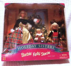 ★レトロ☆DOLL★珍品「Barbie バービー Barbie Kelly Stacie 44×33cm クリスマス 子供 人形 ドール」当時物 ビンテージ 現状渡し