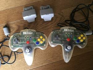 ホリコマンダー64　クリア　hori 連射　振動パック　電池レス改造済　2個　セット　nintendo64 コントローラー