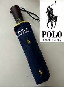 訳あり【送料無料】新品 Polo Ralph Lauren ポロ ラルフローレン★自動開閉 アンブレラ 傘 折りたたみ傘 日傘・雨傘両用 紺