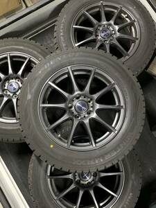 ダンロップ WINTERMAXX 225/60R17 & VELVA CHARGE 17インチ 7.0J +53 5H 114，3 スタッドレス 4本セット　22年製　バリ溝　中古品