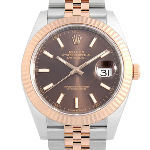 ロレックス デイトジャスト41 126331 チョコレートブラウン バー 5列 ジュビリーブレス ランダム番 中古 メンズ 腕時計