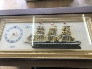 手造り帆船 世界の帆船シリーズ　額入り 額装　カティーサーク号 　模型 オブジェ　時計