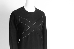 BLACK COMME des GARCONS ◆ 中綿入りデザイン カットソー 黒 XS AD2012 長袖 クルーネック Tシャツ バツ ブラックコムデギャルソン ◆K2J
