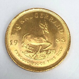 K22　南アフリカ共和国　クルーガーランド金貨　1/10oz　1988　総重量3.5g【CDAI7046】