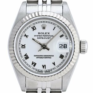 ロレックス ROLEX デイトジャスト ローマン 69174 腕時計 SS WG 自動巻き ホワイト レディース 【中古】