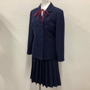 I276/Y(中古)山形県 山形市立第二中学校 女子制服4点 /165A/M/W65/丈61/ブレザー/ブラウス/冬スカート/紐リボン/KANKO/紺/冬/高校/学生服