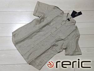◆新品 reric レリック 快適 リネン 麻混 半袖 サファリシャツ メンズ M 定価13,200円 ベージュ 麻 ヘンプ 高品質 涼しい