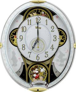 リズム【RHYTHM】ディズニー ミッキー&フレンズ M509 掛け時計 電波時計 からくり時計 メロディ付き 白 4MN509MC03 小売価格￥55,000(税込)