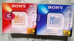 J 日本製 MD for WALKMAN ミニディスク SONY カラーコーディネート 74分 10枚セット（ 5枚入り×2PACK PEARL ORANGE&PEARL BLUE) 未開封