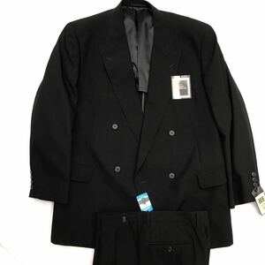 新品☆激安超高級フォーマル ダブルスーツ セットアップ　漆黒の黒　kanebo サイズA7 礼服 喪服 冠婚葬祭 アジャスター台場仕立てカネボウ