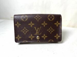 762 美品1円 LOUIS VUITTON ルイヴィトン M61730 モノグラム ポルトモネ ビエ トレゾール 二つ折り 財布 ブラウン系 