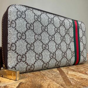 1円【美品】 GUCCI グッチ マーモント GG ウォレット メンズ レディース 財布 インターロッキング ロングウォレット　シェリー