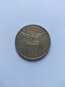 アメリカ領　フィリピン銀貨　大型銀貨　1905 　貿易銀　アジアコイン 　世界の銀貨　直径約38mm 重さ約26.8g 
