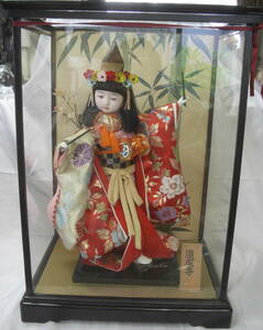 日本人形時代物コレクション「道成寺」:ガラスケース入ビンテージ品R050503