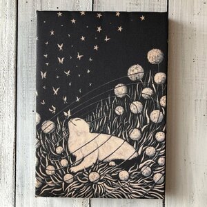 星月猫★アート「静寂の音」絵画 木製パネル貼り SMサイズ複製画「003」猫