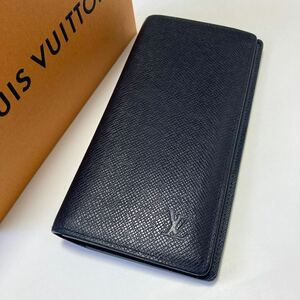 ★LOUIS VUITTON ルイヴィトン タイガ ポルトフォイユブラザ 折り長財布 メンズ 紺 中古品【鑑定済み 本物保証】