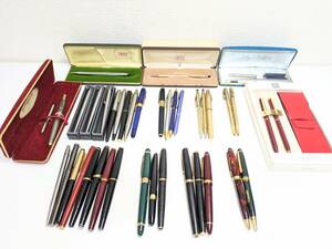 万年筆/ボールペン他 【美品有】MONTBLANC/PLATINUM/PARKER/PILOT/CROSS/SHEAFFER/SAILOR/WATERMAN 他 【ペン先18K 14K/585有】39本まとめ