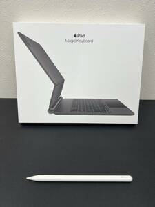 【中古】Apple iPad Magic keyboard Black A2261 (iPadAir第4世代/11インチiPadPro第1,2世代) Apple Pencil2付き【1円スタート】