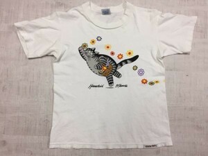 USA製 クレイジーシャツ crazy shirts アメカジ サーフ クリバンキャット 花柄 半袖Tシャツ キッズ M コットン100% 白