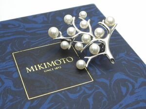 1000円スタート ブローチ MIKIMOTO ミキモト パール 真珠 約4～５mm 総重量約4.7g シルバー 服飾小物/アクセサリー TSN B60071