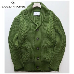 《TAGLIATORE タリアトーレ》新品 イタリア製 ざっくりローゲージ ショールカラー ウールニットジャケット 50(XL) A9699
