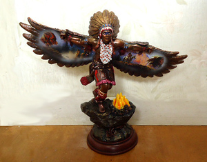 セール！即納！テッド・ブレイロック インディアン酋長 聖なる守護者イーグル・ダンサー彫刻（輸入品