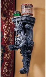 中世ヨーロッパ風 ドラゴン 壁掛け棚アンティークデザイン置物洋風インテリア雑貨飾りオブジェゴシック彫刻西洋アクセント竜モンスター建築