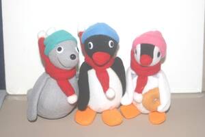 Pingu ピングー & ピンガ & ロビ ぬいぐるみ　3体セット 約12cm～14cm ミスド ミスタードーナツ Pinga Robby